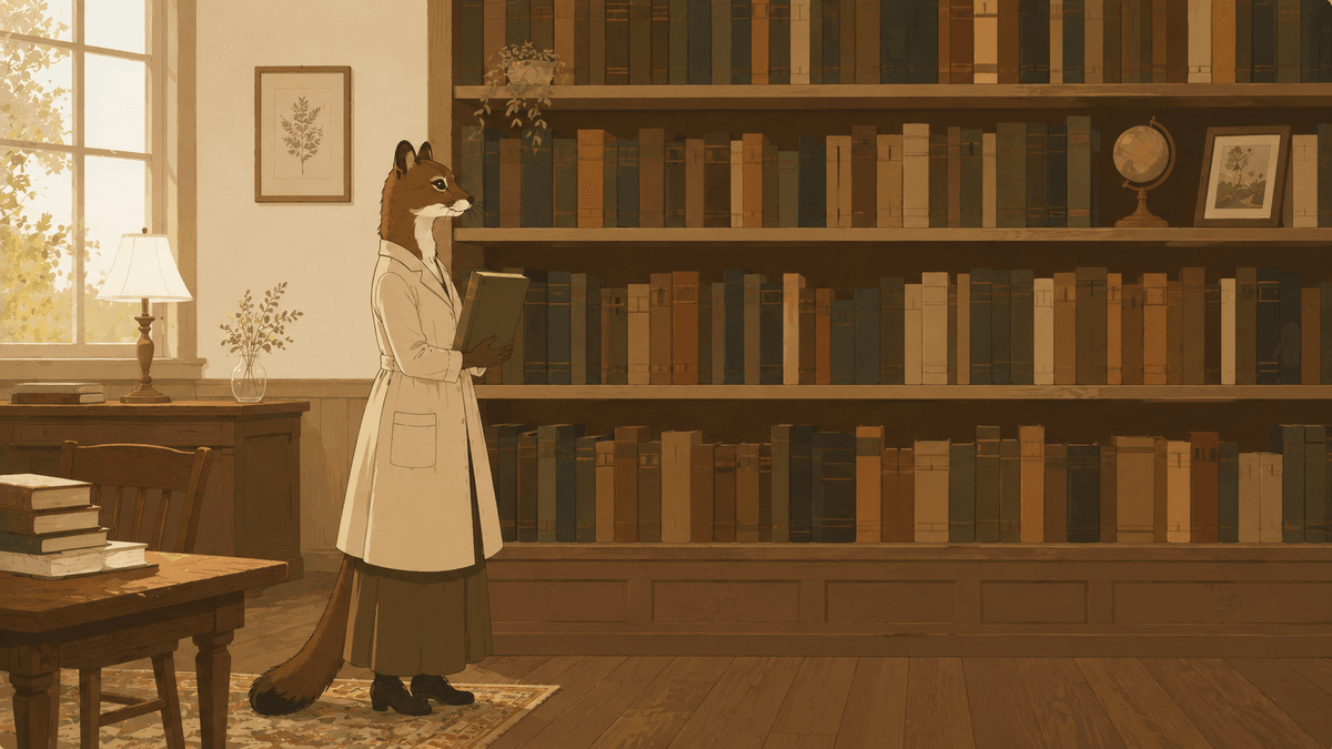 Mr. Julian Holloway, choosing a shelf
